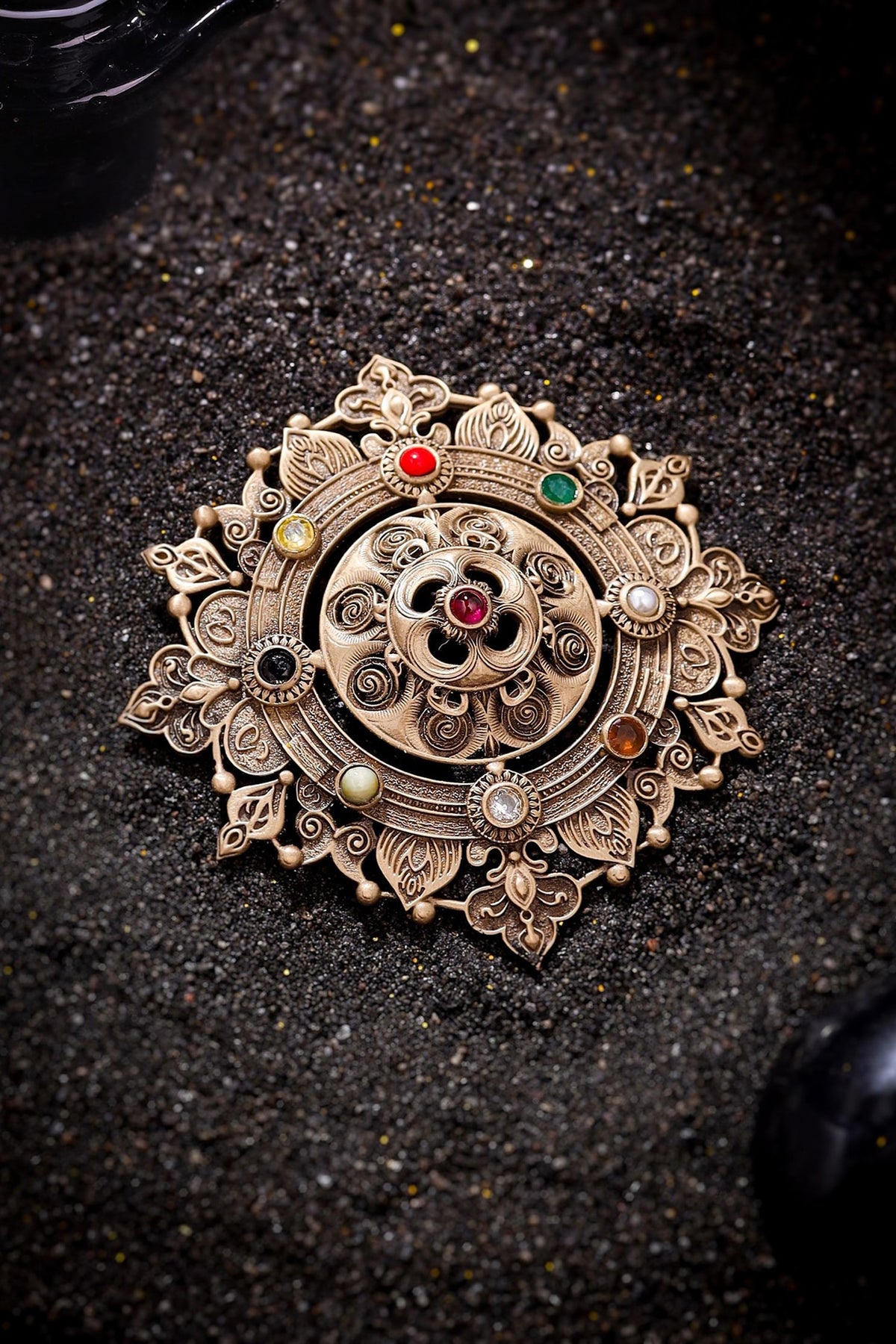 Antique Gold Brass Luxe Lotus Brooch