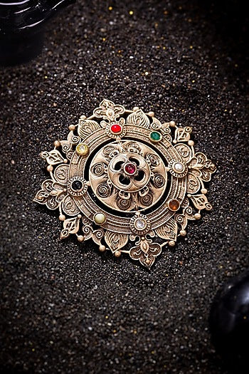 Antique Gold Brass Luxe Lotus Brooch