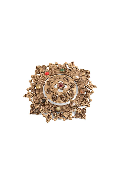 Antique Gold Brass Luxe Lotus Brooch