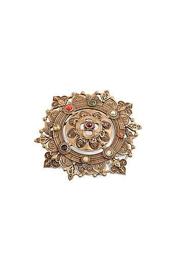 Antique Gold Brass Luxe Lotus Brooch