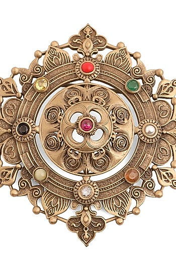 Antique Gold Brass Luxe Lotus Brooch