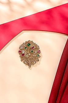 Gold Brass Peacock Power Brooch