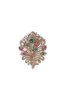 Gold Brass Peacock Power Brooch
