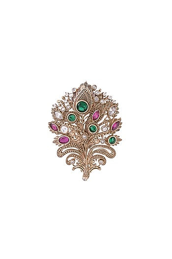 Gold Brass Peacock Power Brooch