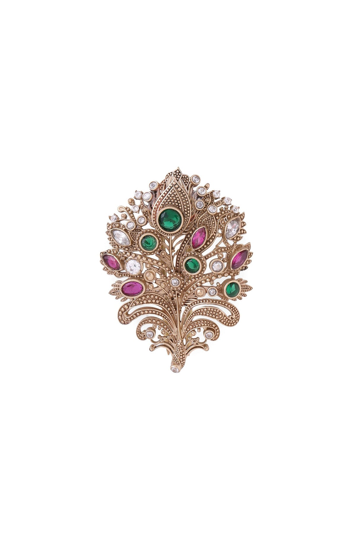 Gold Brass Peacock Power Brooch