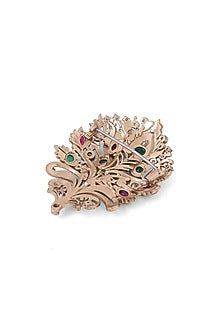 Gold Brass Peacock Power Brooch