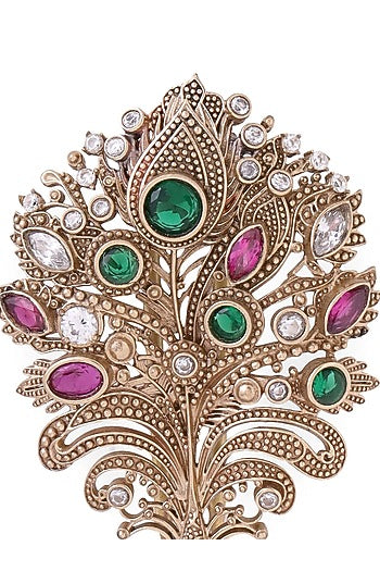 Gold Brass Peacock Power Brooch