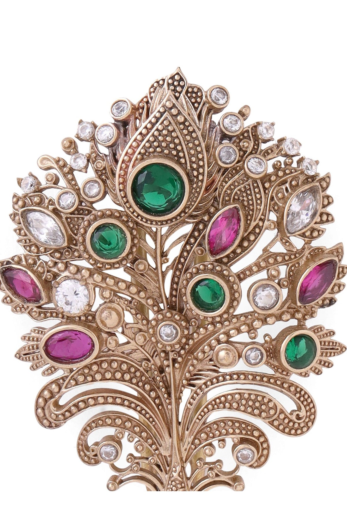 Gold Brass Peacock Power Brooch
