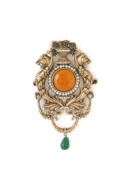 Oxidised Antique Gold Brass Brooch