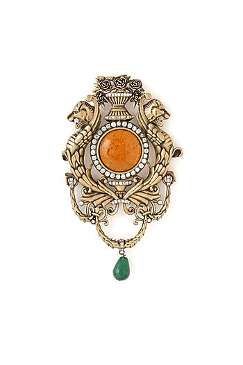 Oxidised Antique Gold Brass Brooch