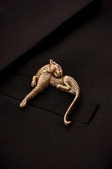 Antique Gold Brass Resting Cheetah Brooch