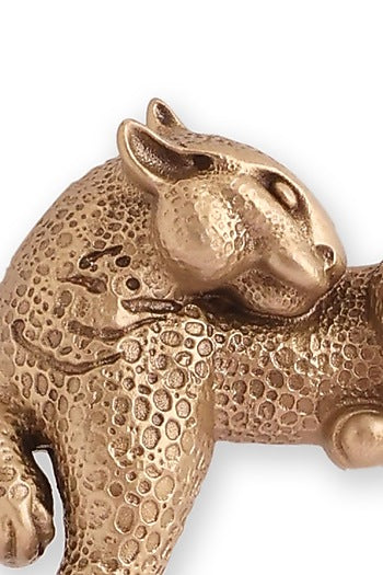 Antique Gold Brass Resting Cheetah Brooch