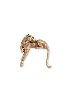 Antique Gold Brass Resting Cheetah Brooch