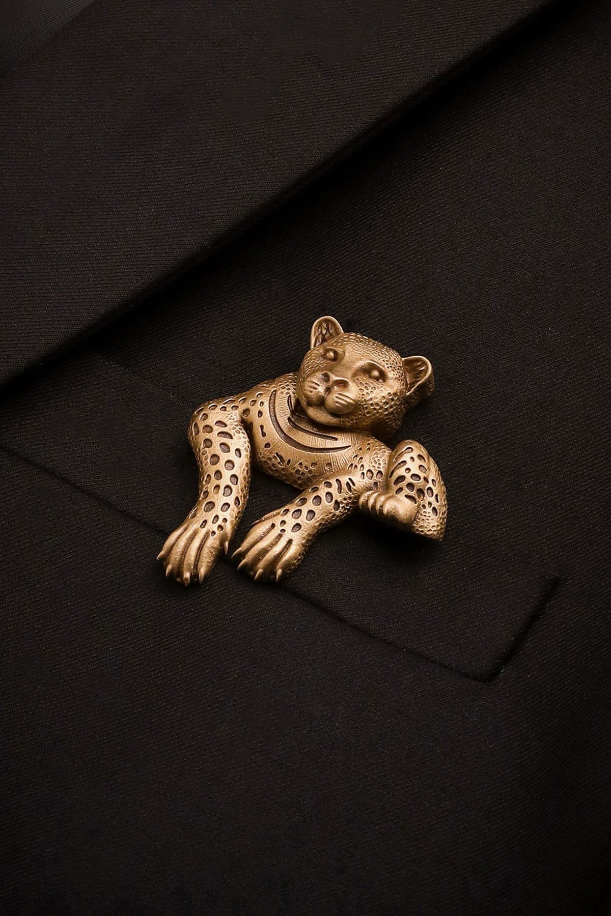 Antique Gold Brass Panther Brooch