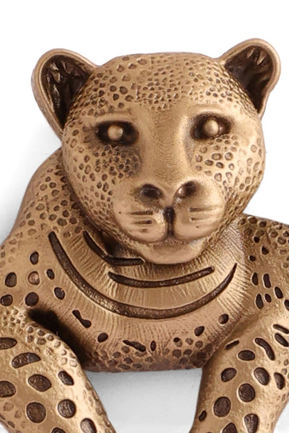 Antique Gold Brass Panther Brooch