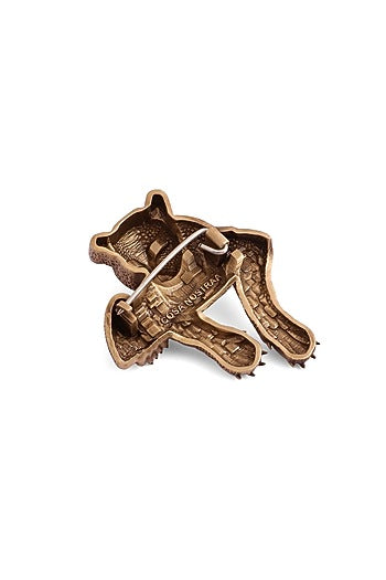 Antique Gold Brass Panther Brooch