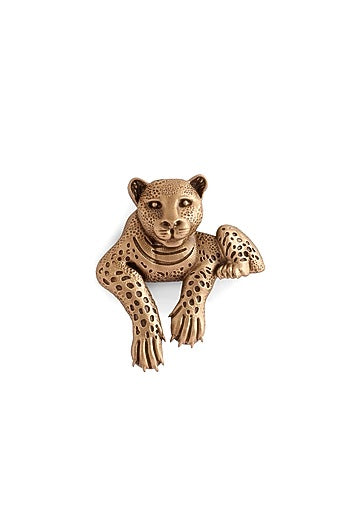 Antique Gold Brass Panther Brooch