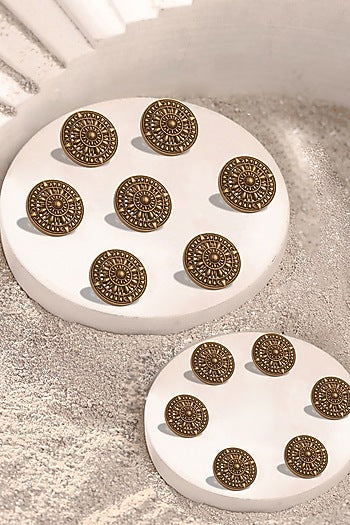 Antique Gold Brass Brooch & Buttons (Set Of 13)