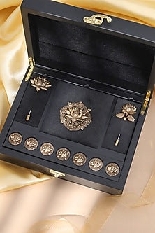 Antique Gold Brass Brooch Set