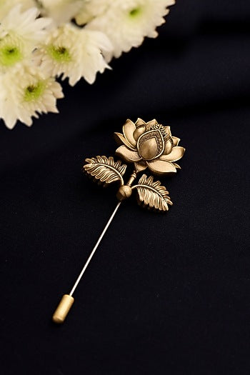 Antique Gold Brass Brooch Set