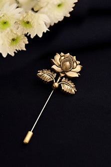 Antique Gold Brass Brooch Set