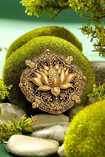 Antique Gold Brass Brooch Set