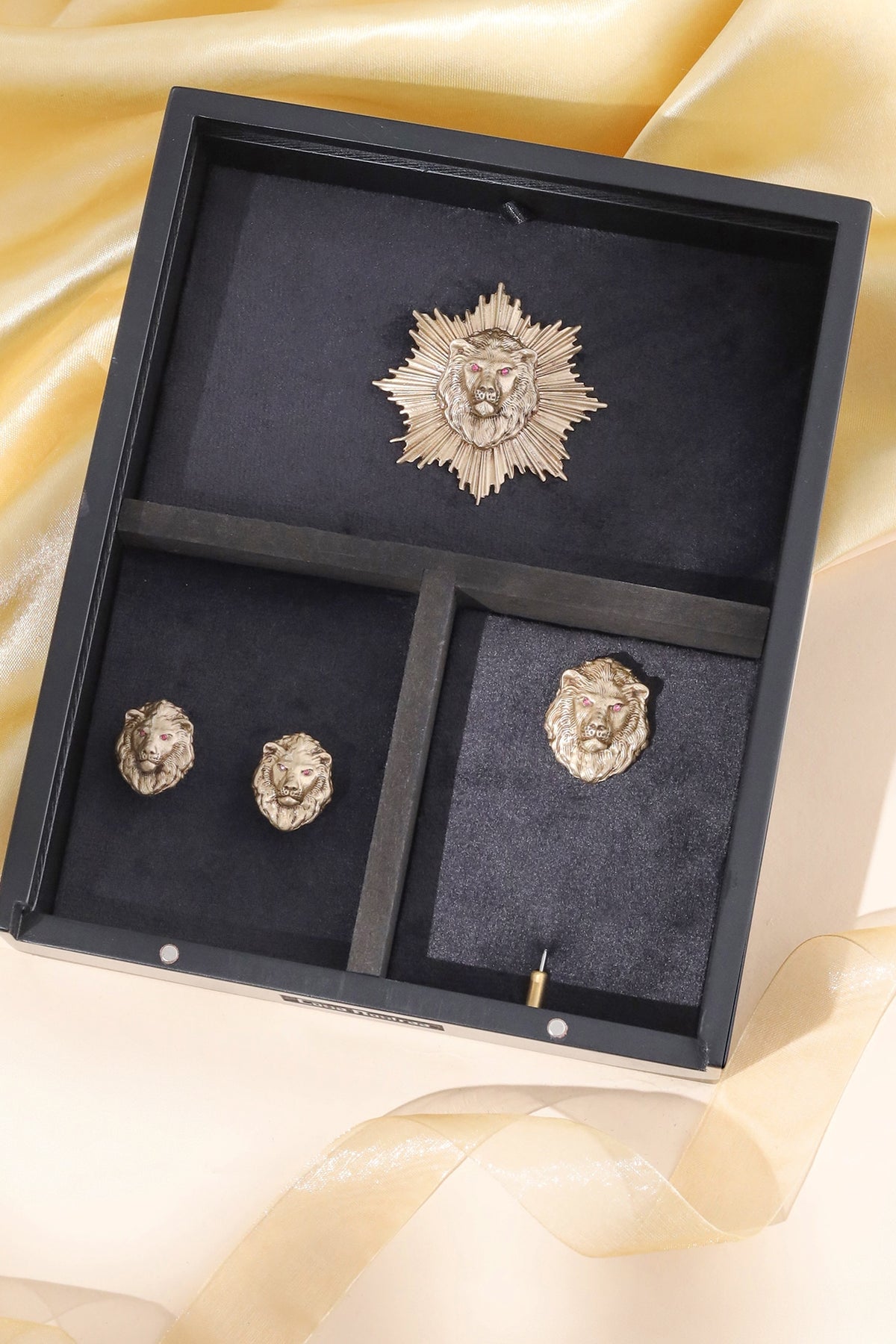 Antique Gold Brass Brooch Set