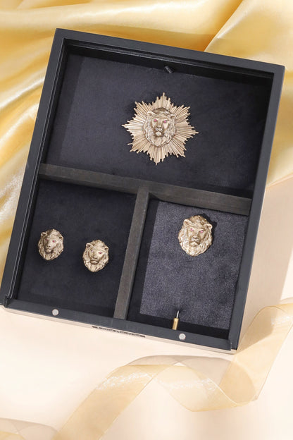 Antique Gold Brass Brooch Set