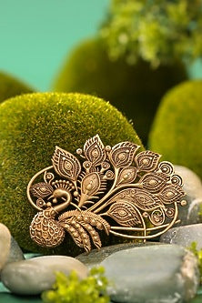 Antique Gold Brass Brooch Set