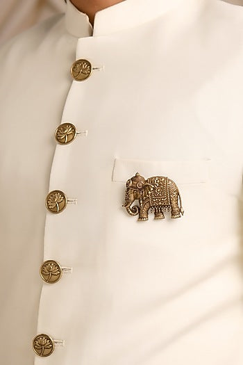 Antique Gold Brass Brooch With Cufflinks