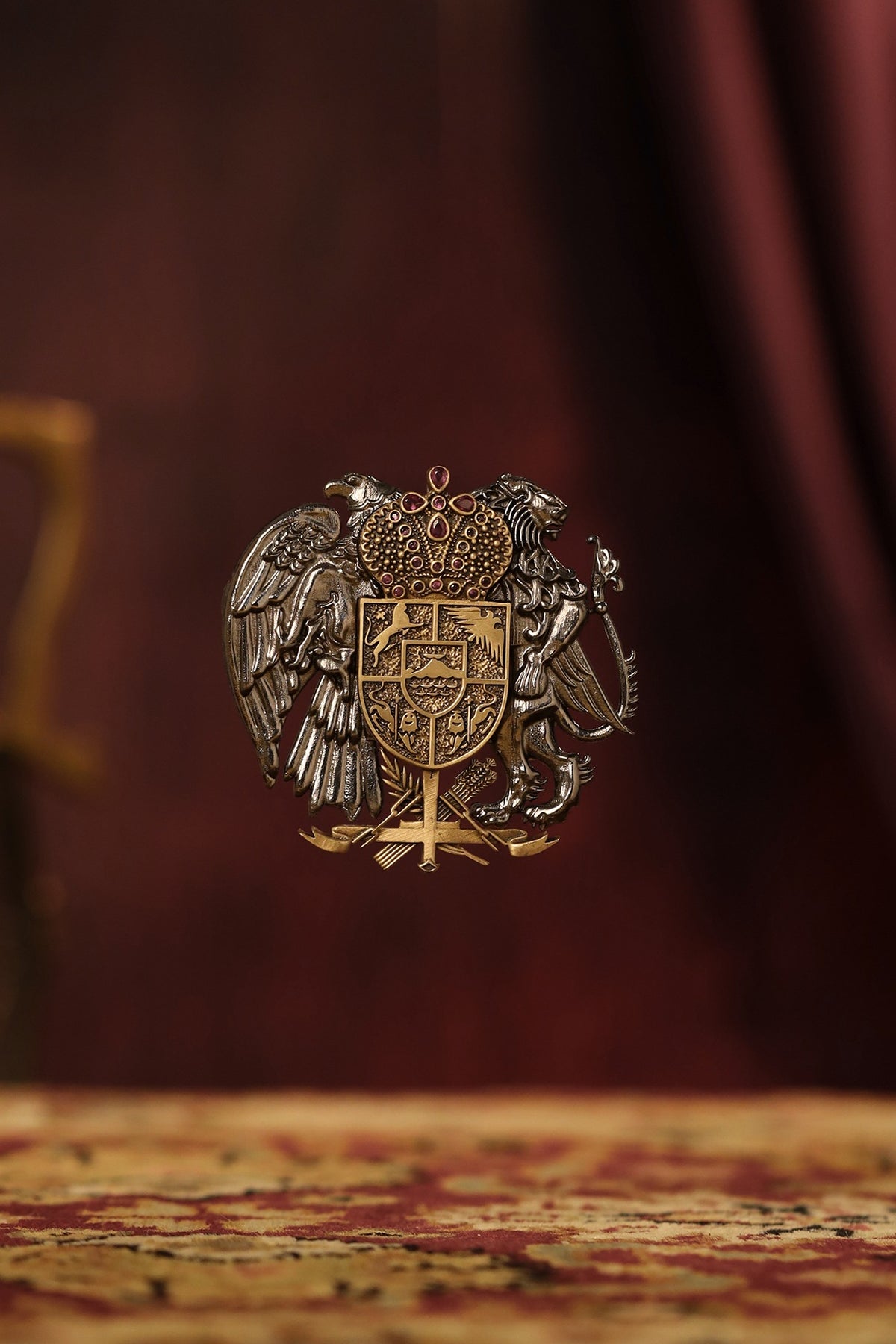 Two-Tone Finish Power Eagle Brooch