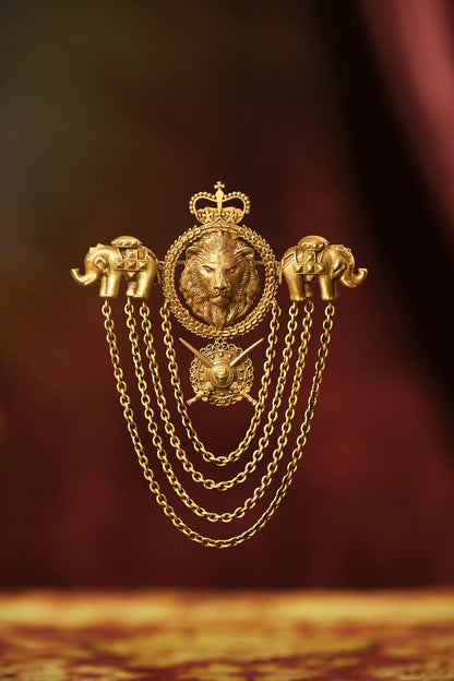 Antique Gold FInish Ruler Brooch