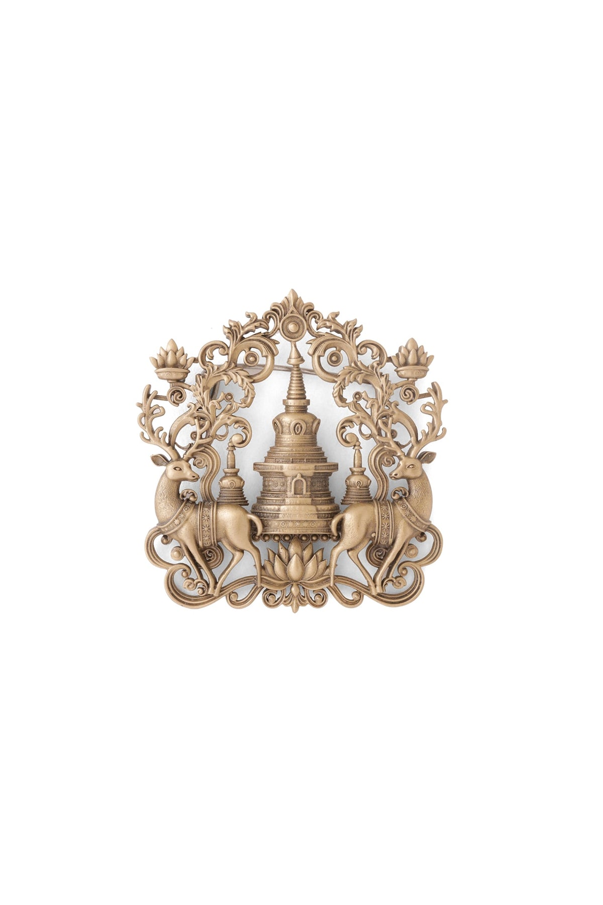 Antique Gold Temple Guardian Brooch