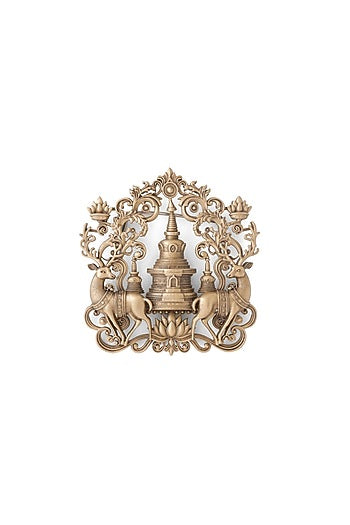 Antique Gold Temple Guardian Brooch