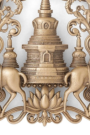 Antique Gold Temple Guardian Brooch
