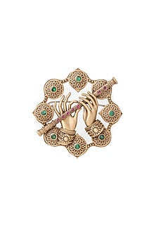 Antique Gold Ruby & Emerald Stone Divine Grace Brooch