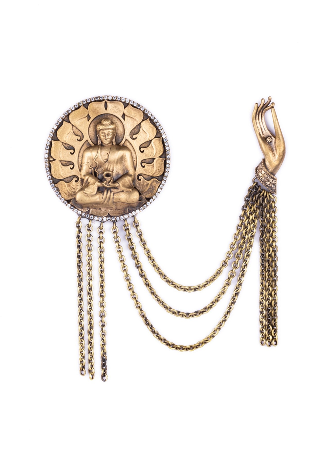 Antique Gold Vintage Buddha Brooch Set