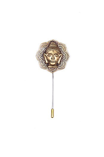Antique Gold Vintage Buddha Brooch Set