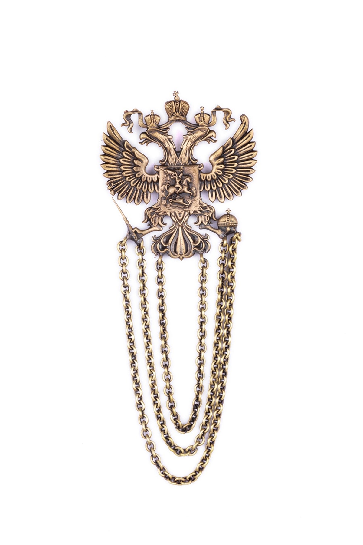 Antique Gold Duo Phoenix Brooch Set