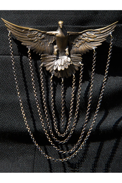 Antique Gold Hudson Hawk Eagle Brooch Set