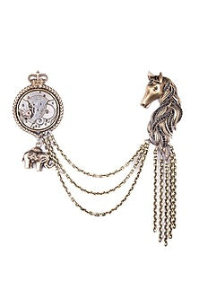Antique Gold Vintage Mustang Brooch Set