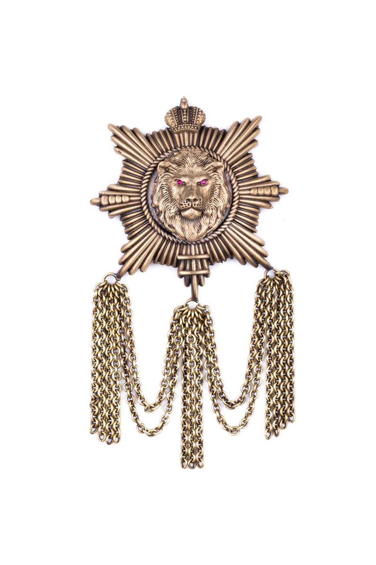 Antique Gold Almighty Lion Brooch Set