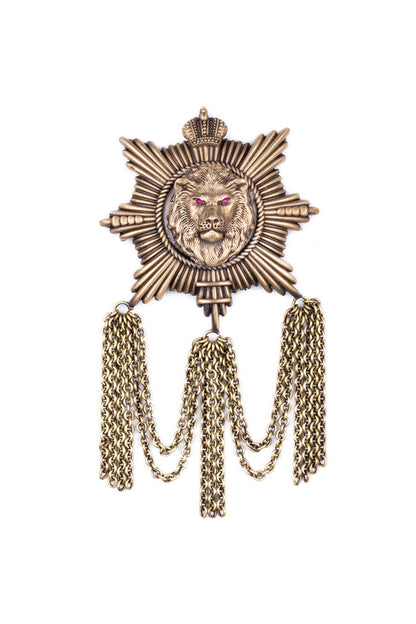 Antique Gold Almighty Lion Brooch Set