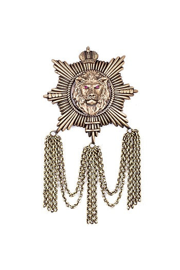 Antique Gold Almighty Lion Brooch Set
