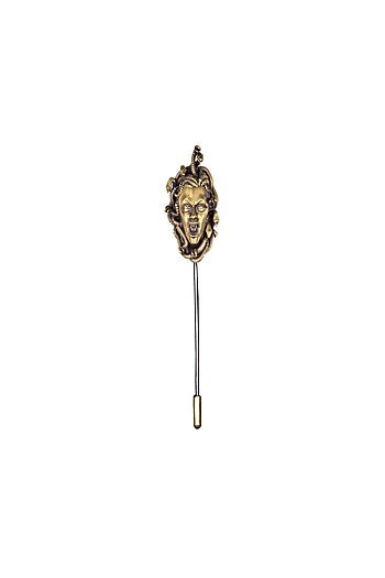 Antique Gold Greek God Brooch Set