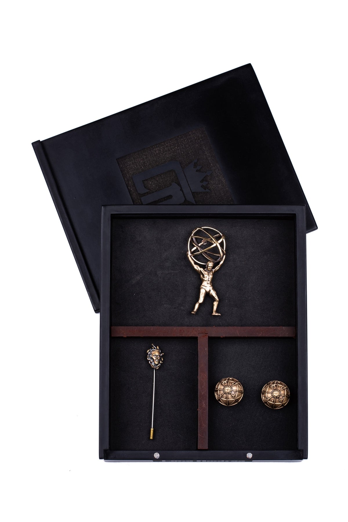 Antique Gold Greek God Brooch Set