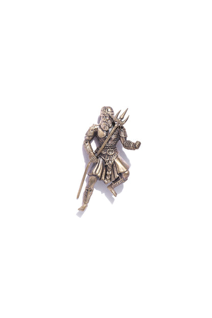 Antique Gold Brass Poseidon Brooch