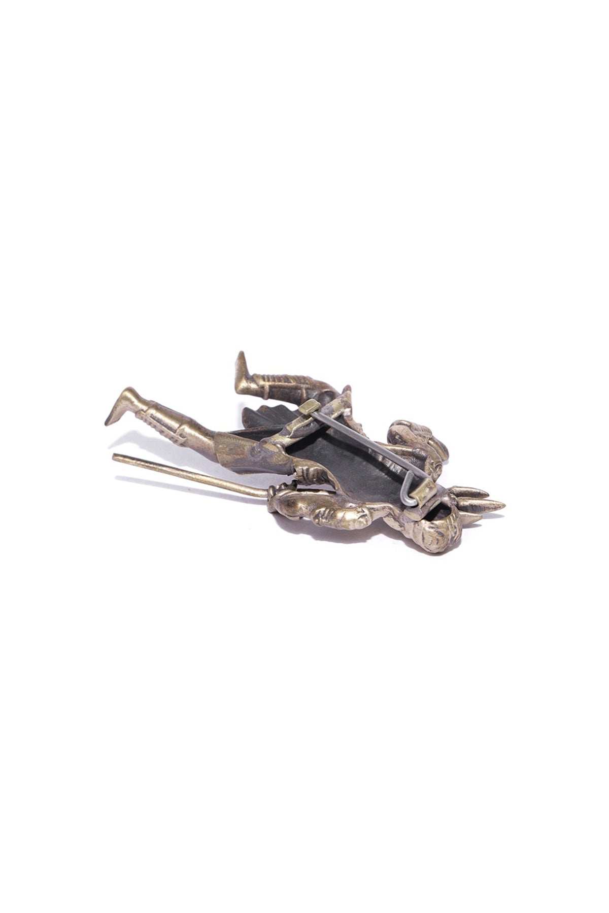 Antique Gold Brass Poseidon Brooch