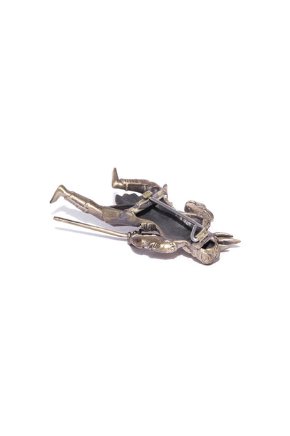 Antique Gold Brass Poseidon Brooch