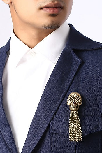 Antique Gold Skull Brooch